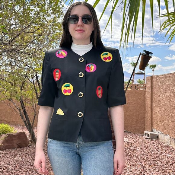 Vtg Anotonette Franz Haushofer Womens Sz 36 Small Fruit Button-Up Blouse Germany - Picture 1 of 13